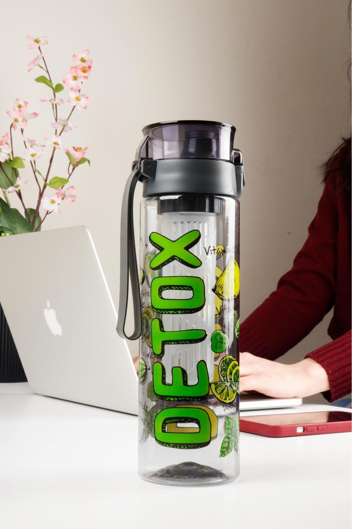 1 Adet Desenli Detox Su Matarası 800 ml
