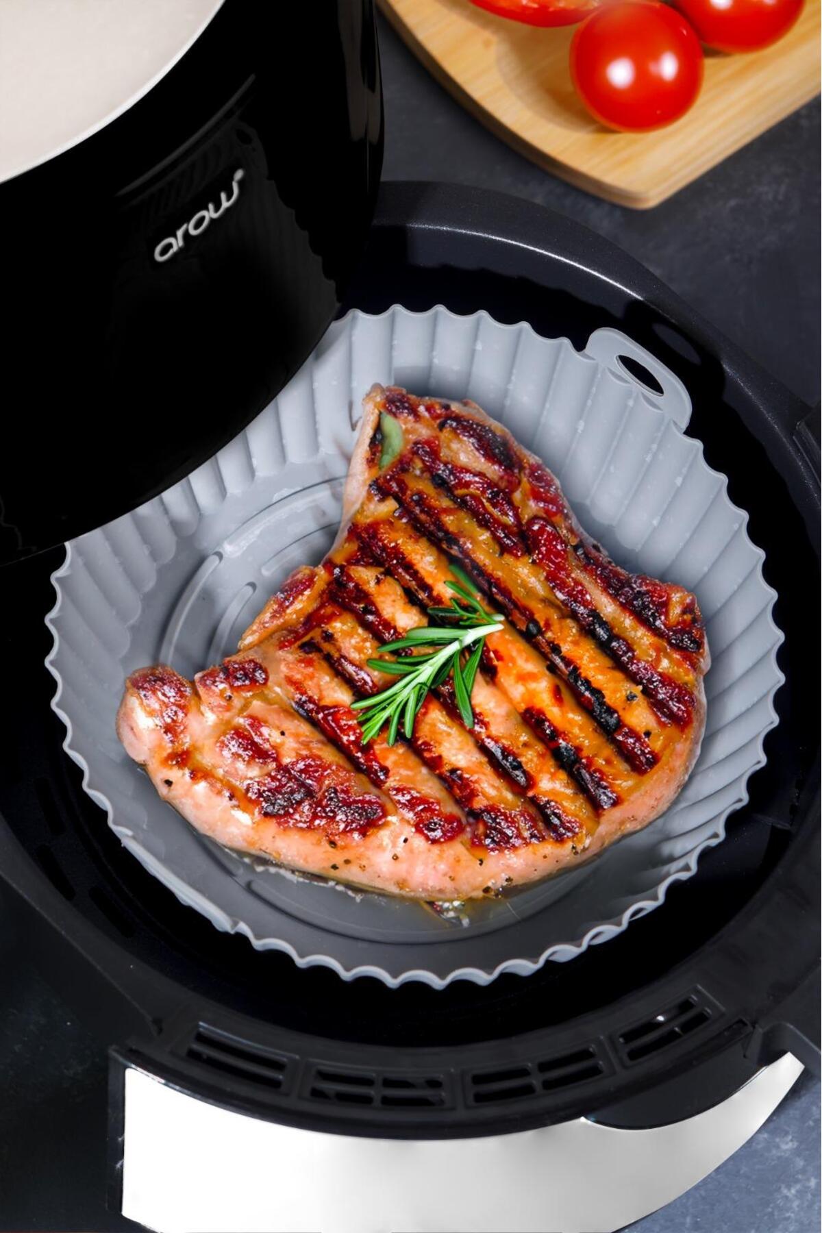 2 Adet Silikon Air Fryer Pişirme Kabı Ithal - Tüm Cihazlara Uyumlu - Gri