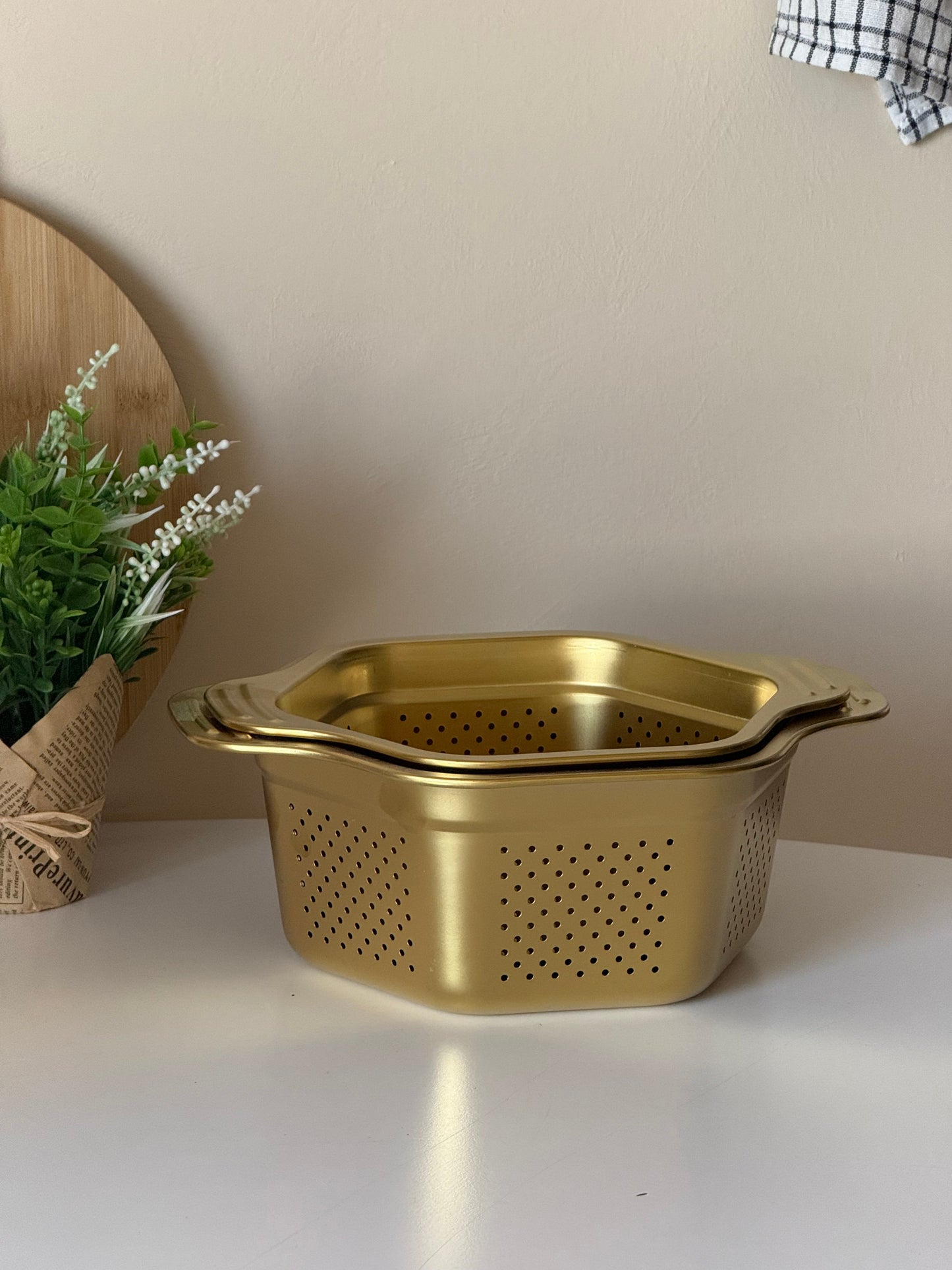 Garden Altıgen Kulplu İki Boy Süzgeç Seti 20 cm, 22 cm, KOD:9868-69