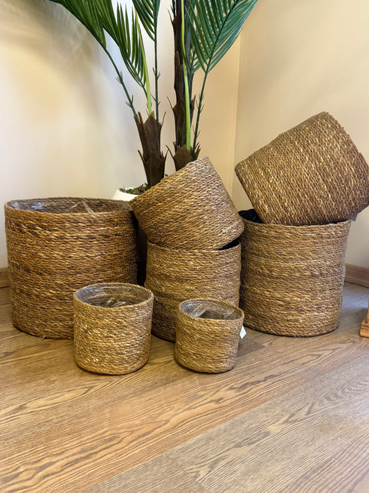 7 Li Handmade Hasır Saksı Sepet Organizer Set