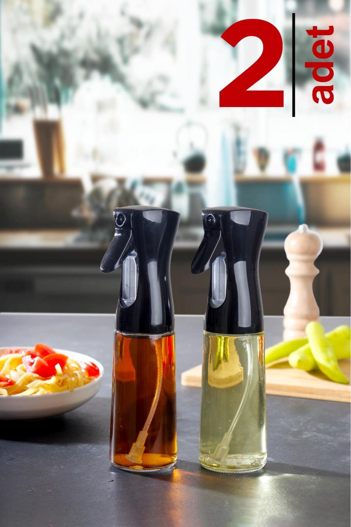 2 Adet Cam Yağlık Sirkelik – Siyah Sprey Yağdanlık 225 ml