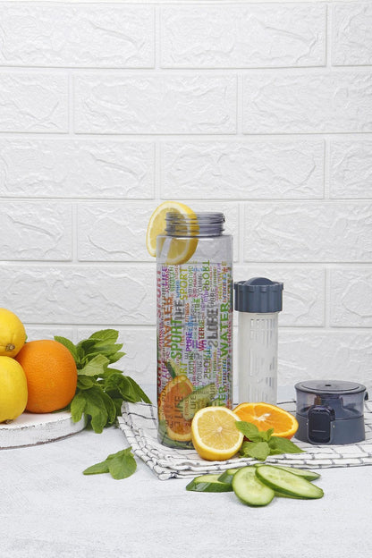 2 Adet Desenli Kilitli Kendiliğinden Süzgeçli Kolay Taşınabilir Detoks Sporcu Diyet Matarası 800 ML - Renkli