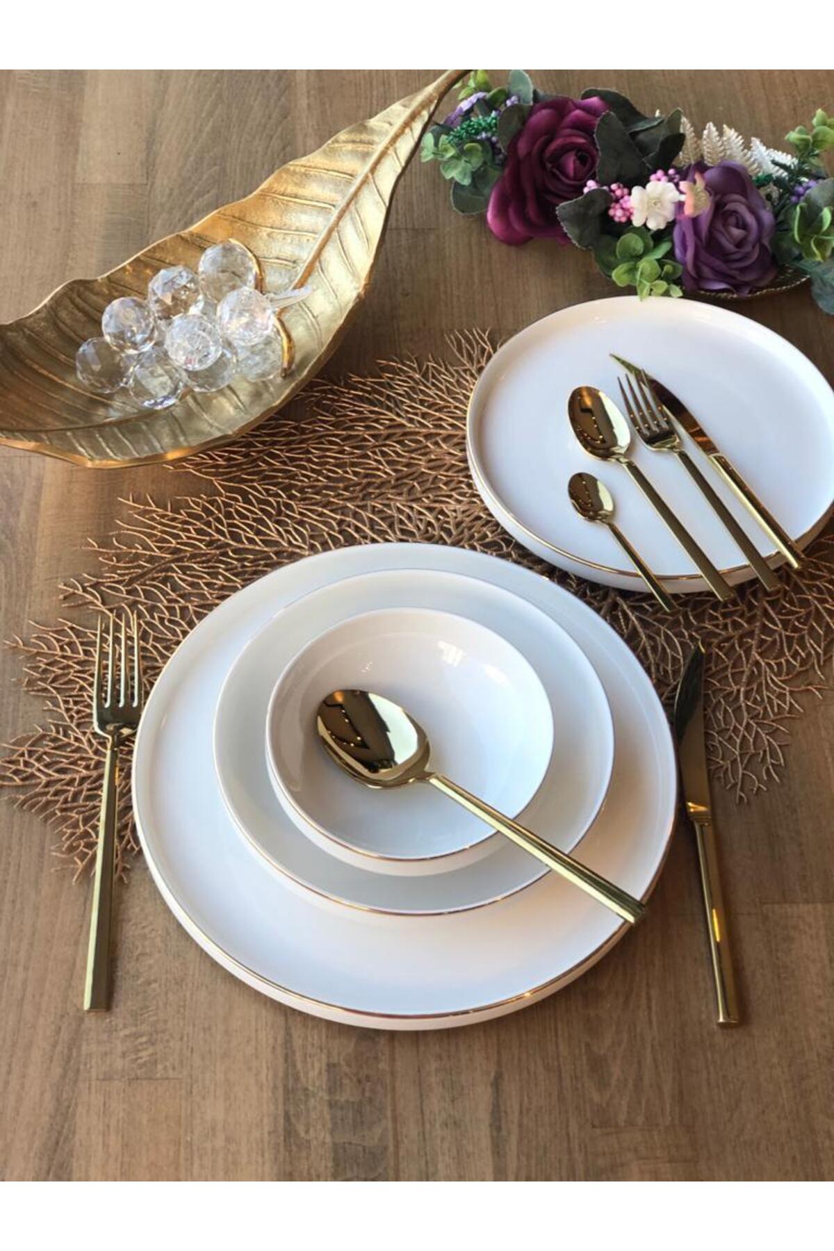 Yemek Takımı Modern Gold 24 Parça 6 Kişilik