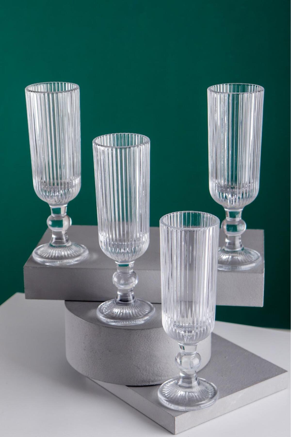 Aster 4 Adet Uzun Cam Kadeh – Kahve Yanı Bardak 160 ml