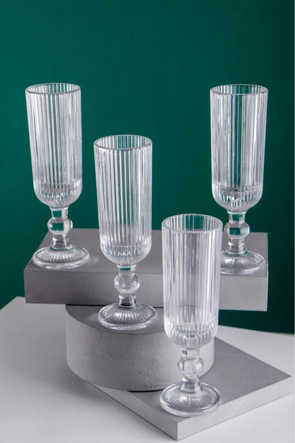 Aster 4 Adet Uzun Cam Kadeh – Kahve Yanı Bardak 160 ml