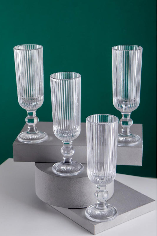 Aster 4 Adet Uzun Cam Kadeh – Kahve Yanı Bardak 160 ml