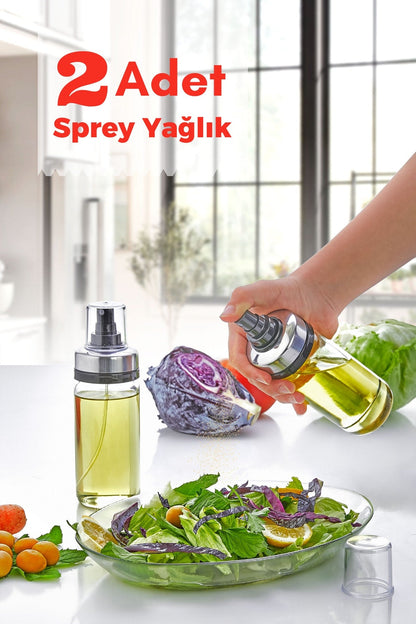 2’li Premium Metal Kapak Sprey Yağlık - Airfryer Sprey Yağlık - 245cc