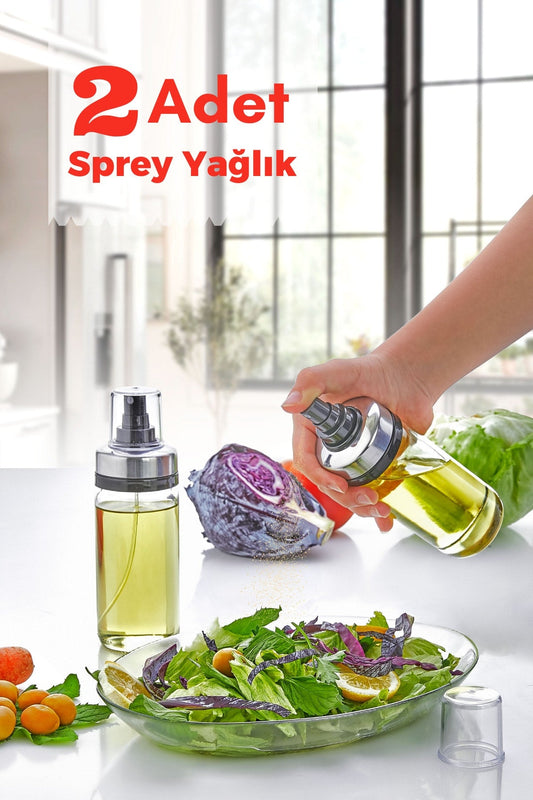 2’li Premium Metal Kapak Sprey Yağlık - Airfryer Sprey Yağlık - 245cc