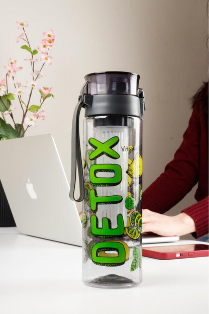 1 Adet Desenli Detox Su Matarası 800 ml