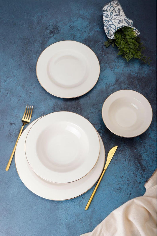 Altın Yaldız 24 Parça 6 Kişilik Bone China Porselen Yemek Takımı
