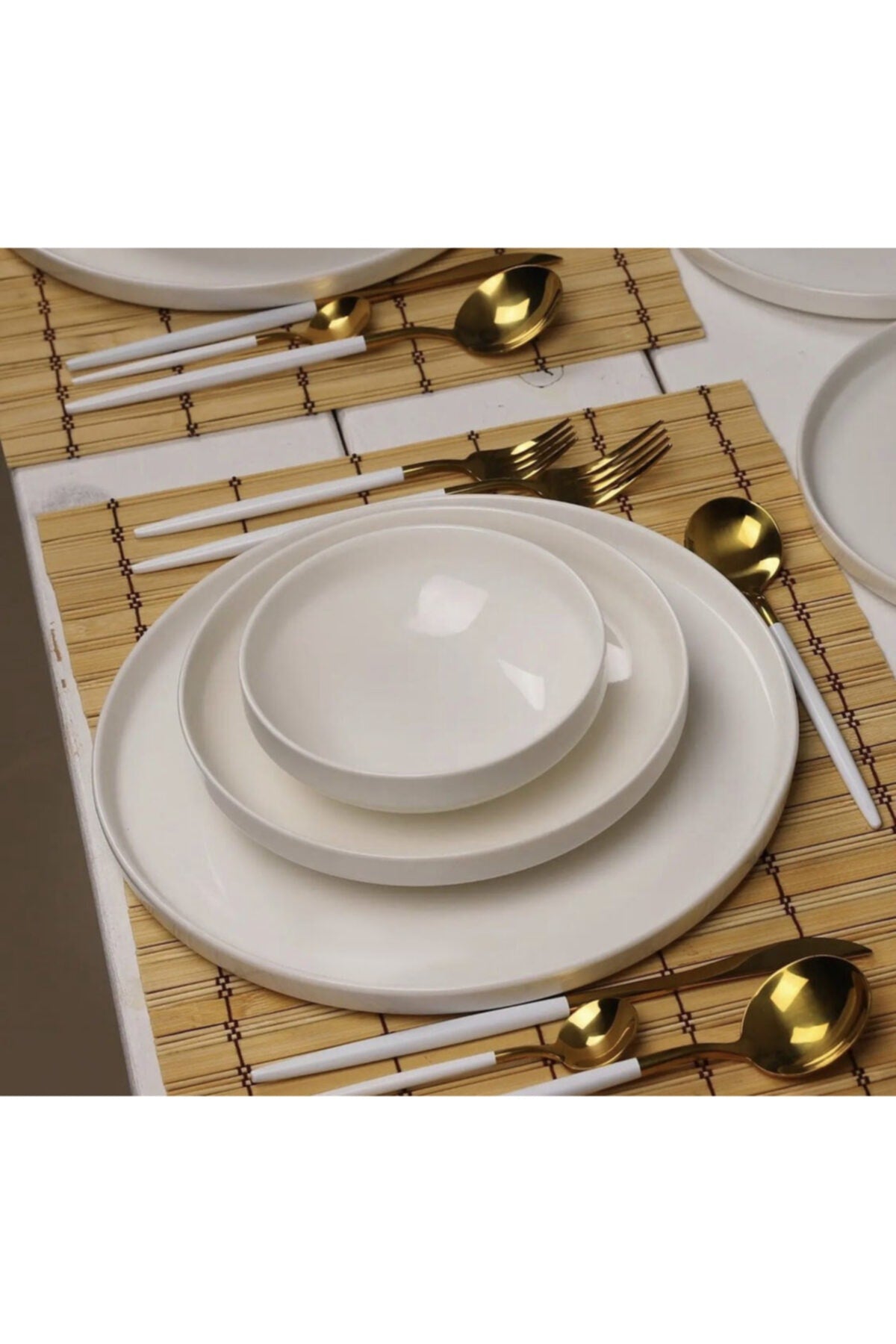Bone Porselen Modern 24 Parça Yemek Takımı 6 Kişilik