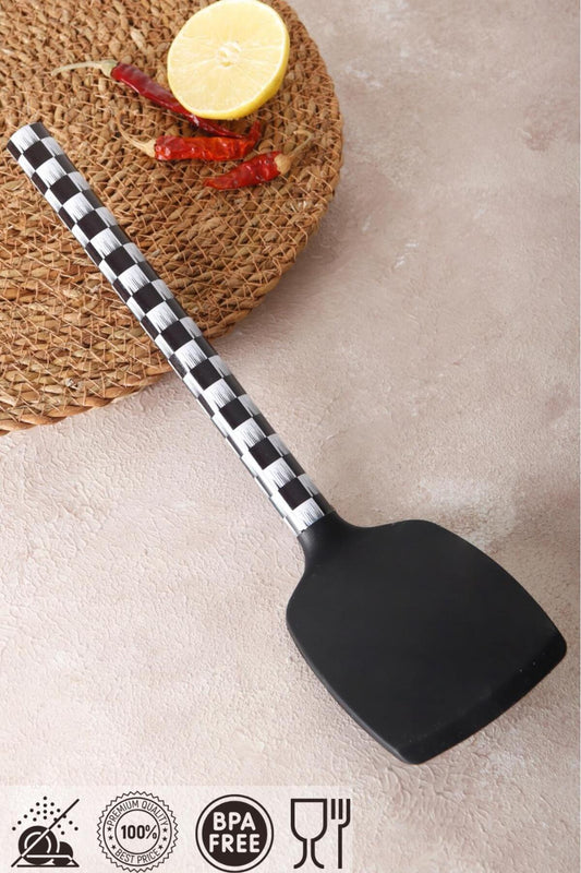 1 Adet Siyah Dama Silikon Uçlu Spatula - Yanmaz Yapışmaz