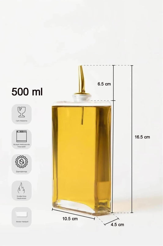 1 Adet Molivet 500 ml Silver Kapak Cam Yağdanlık-sirkelik-sosluk