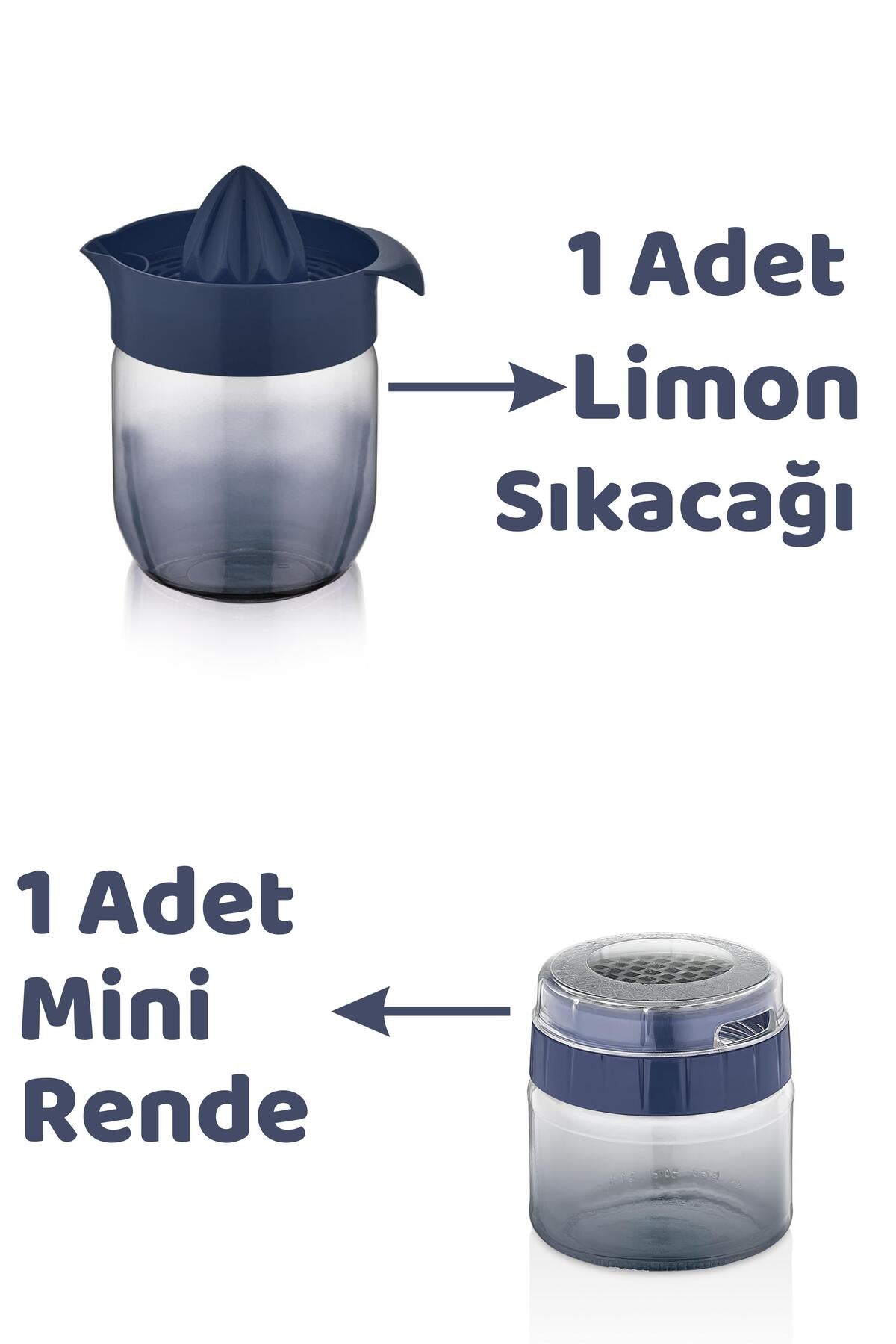 Lacivert Rainbow 7 Parça Mutfak Seti – Karaf Sürahi Yağlık Rende Limon Sıkacağı Tuzluk