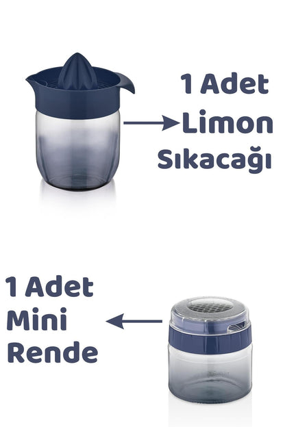 Lacivert Rainbow 7 Parça Mutfak Seti – Karaf Sürahi Yağlık Rende Limon Sıkacağı Tuzluk
