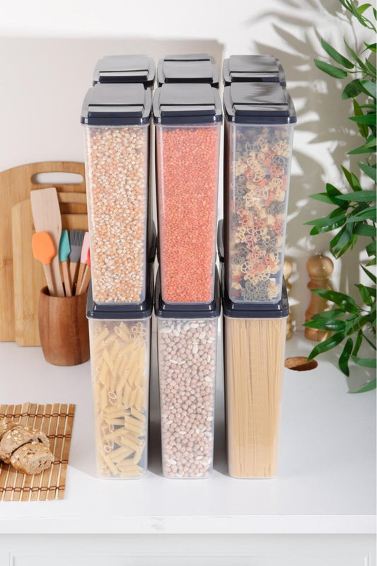 Şeffaf 12'li Set 4 Lt Çift Kapaklı Ölçülü Erzak Saklama Kabı (12X4000ML)