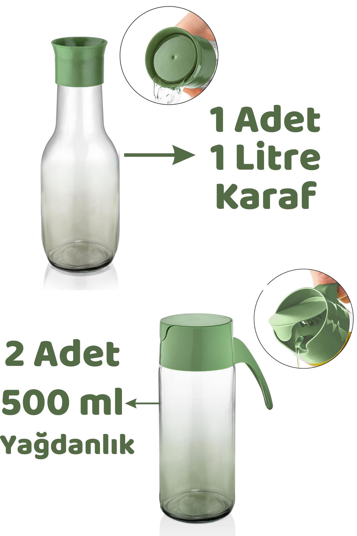 Yeşil Rainbow 7 Parça Mutfak Seti – Karaf Sürahi Yağlık Rende Limon Sıkacağı Tuzluk