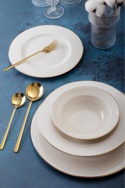 Tohana Altın Yaldız 24 Parça 6 Kişilik Bone China Porselen Yemek Takımı