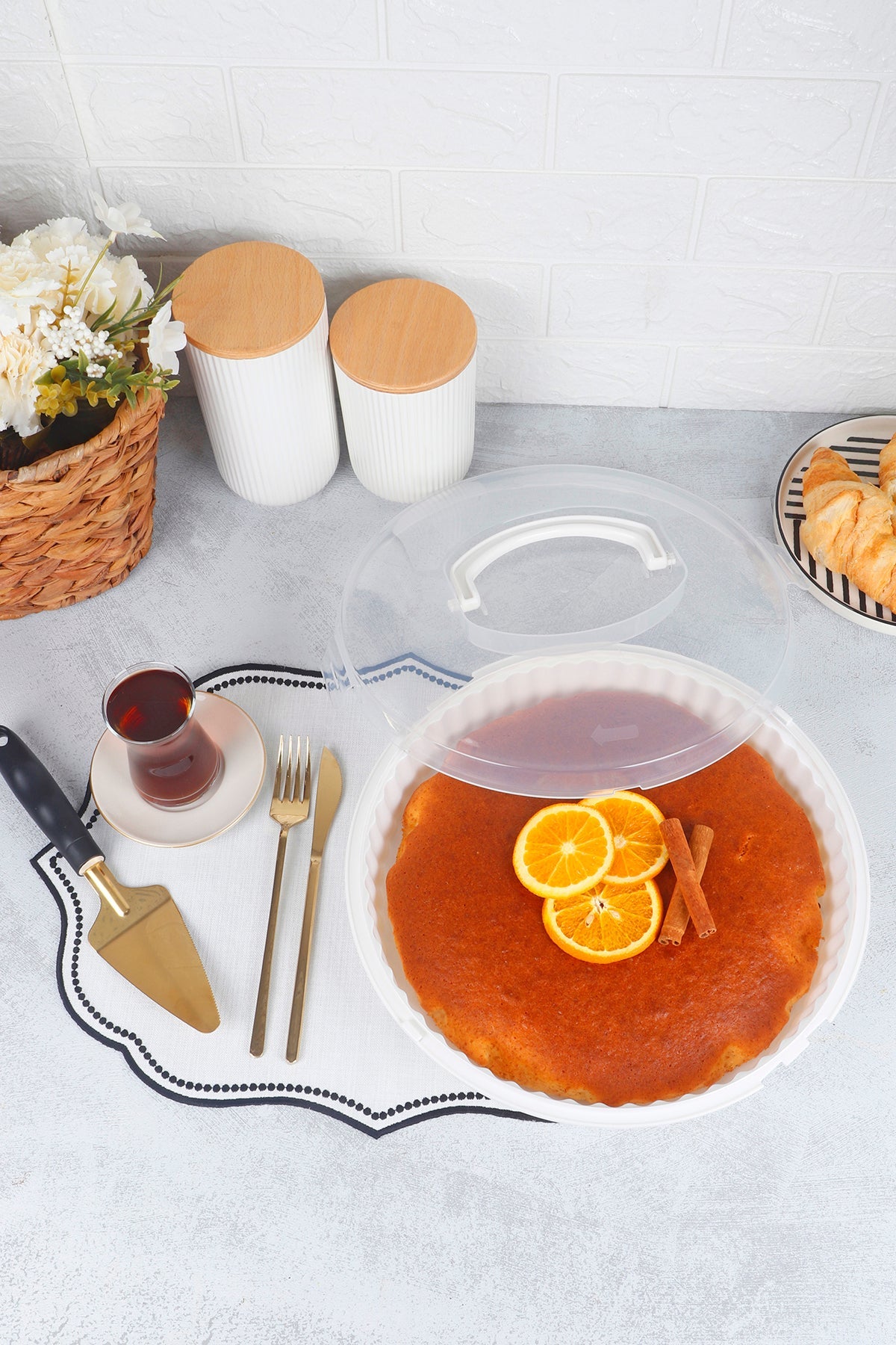 Pasta Kek Börek Taşıma Kabı Çok Amaçlı Saklama Kutusu 3800 ml Saklama Kabı