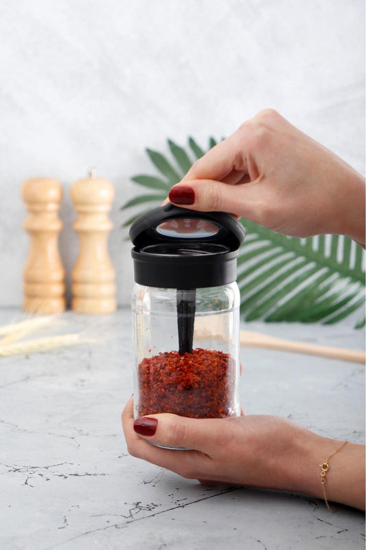 12 Adet Cam Kavanoz Baharat Seti -vakumlu Silikon Kapaklı
