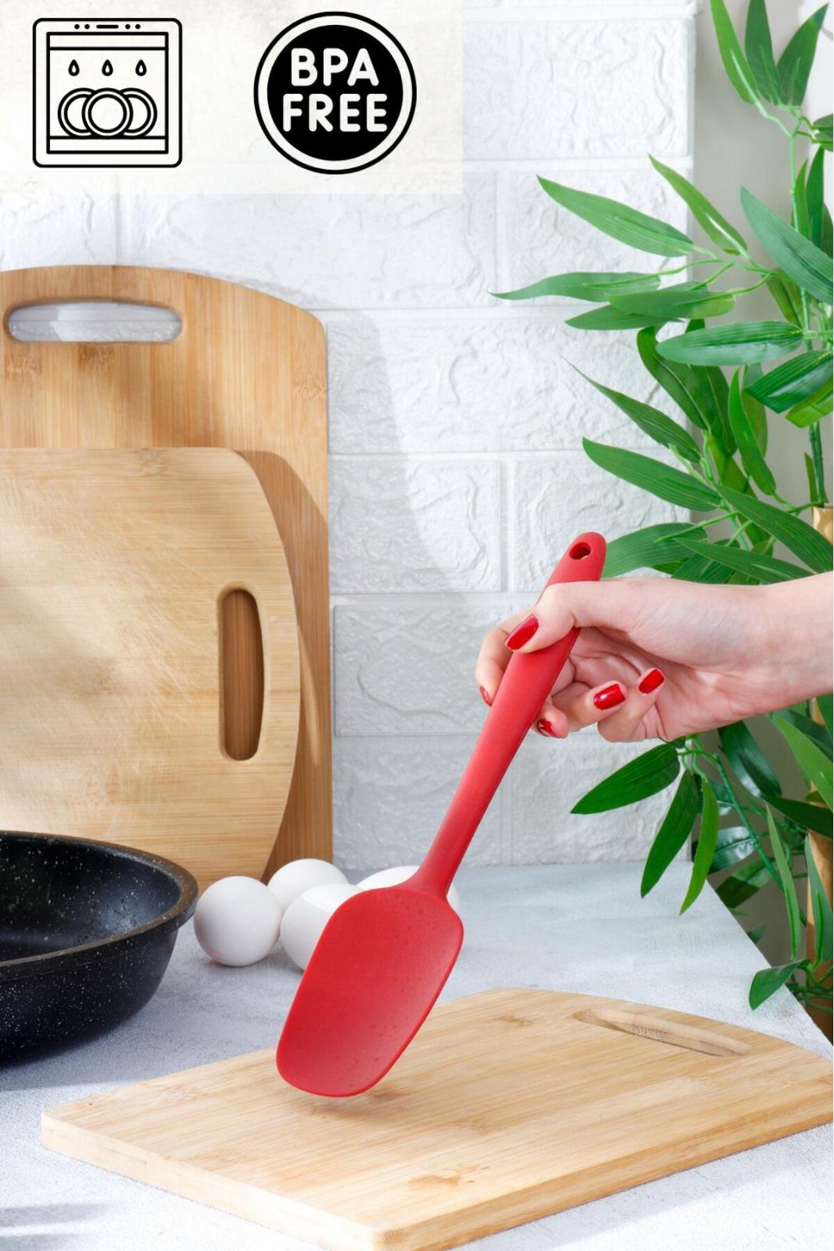 1 Adet Kırmızı Silikon Spatula