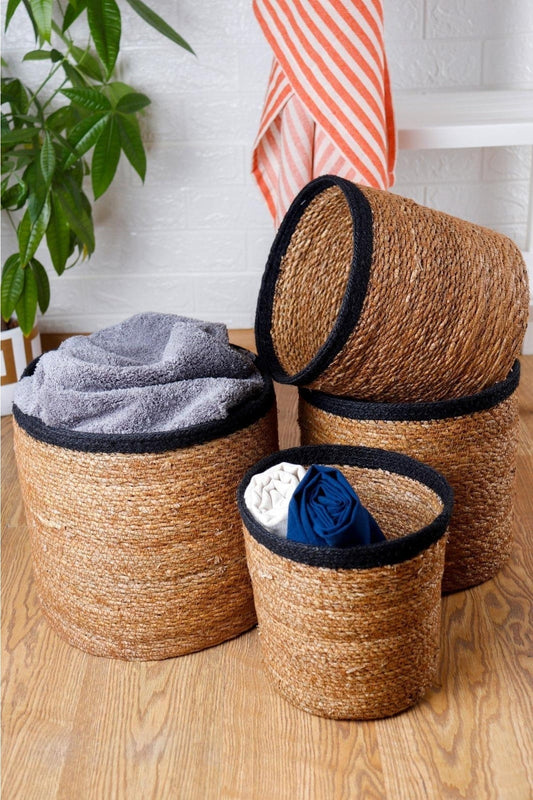 4'lü Handmade Hasır Saksı Sepet Organizer Set