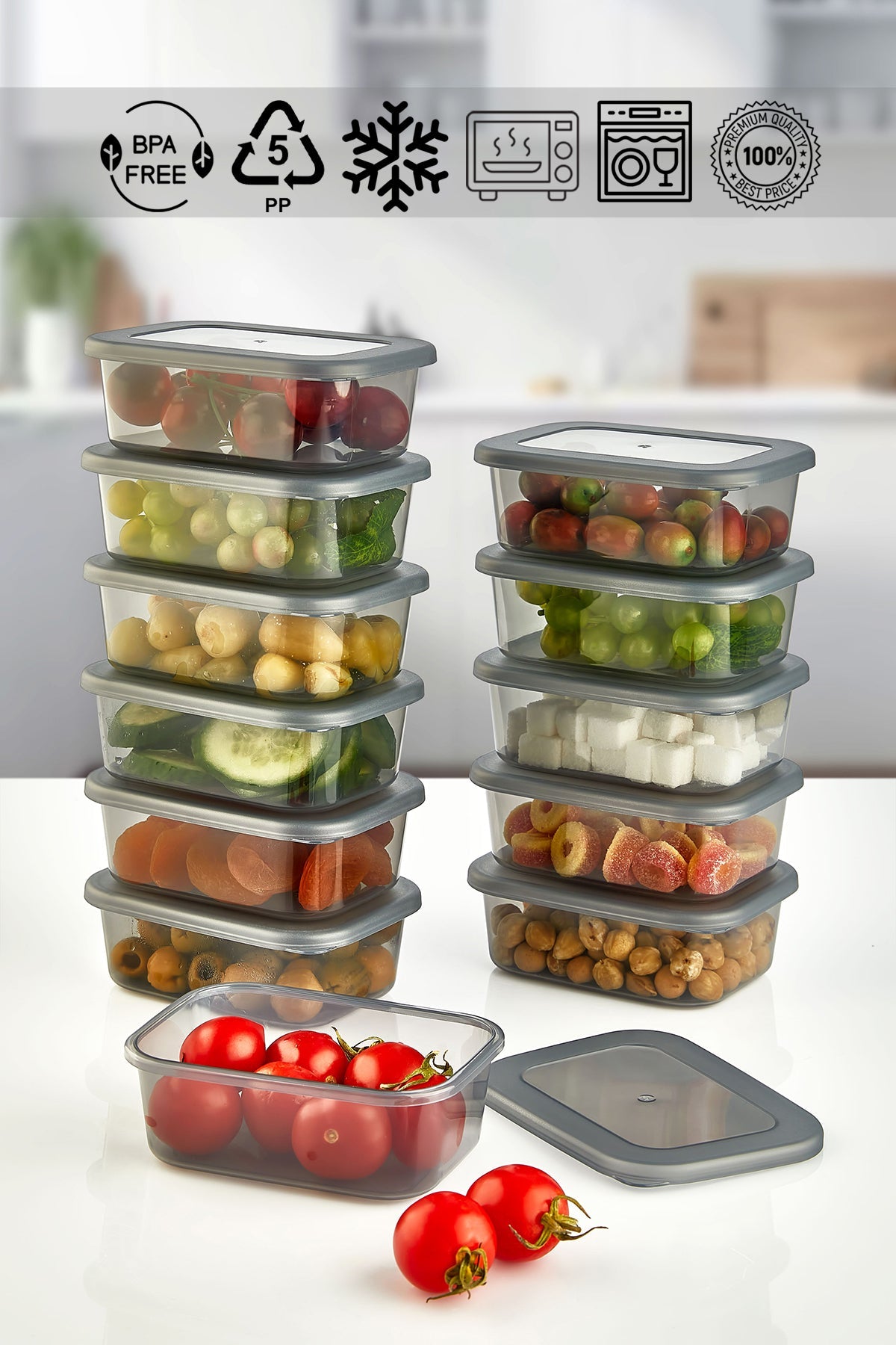 12 Adet Lunch Box Kahvaltılık Saklama Kabı