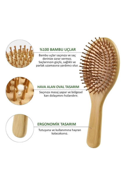 1 Adet Doğal %100 Bambu Tarak