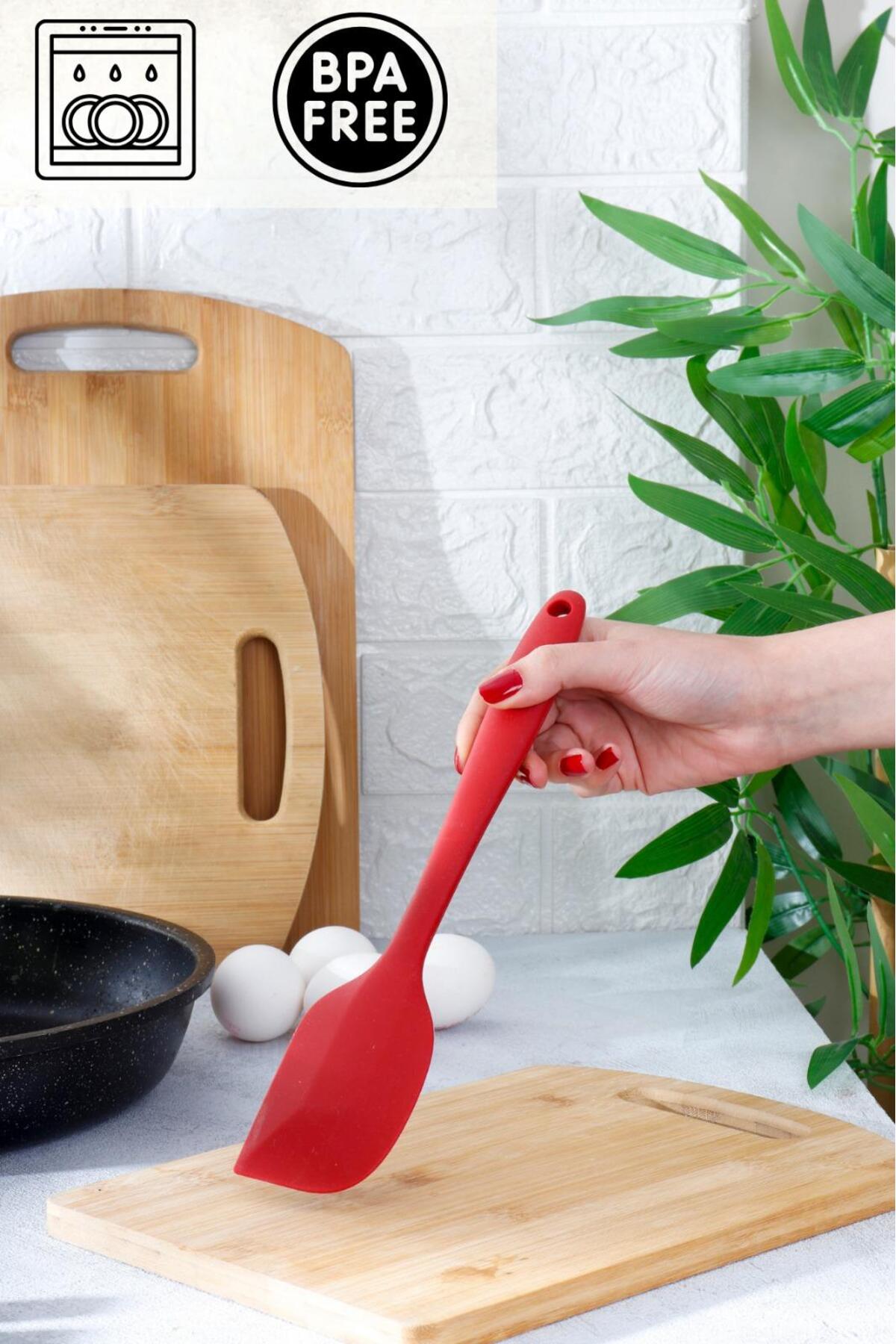 1 Adet Kırmızı Silikon Yan Spatula