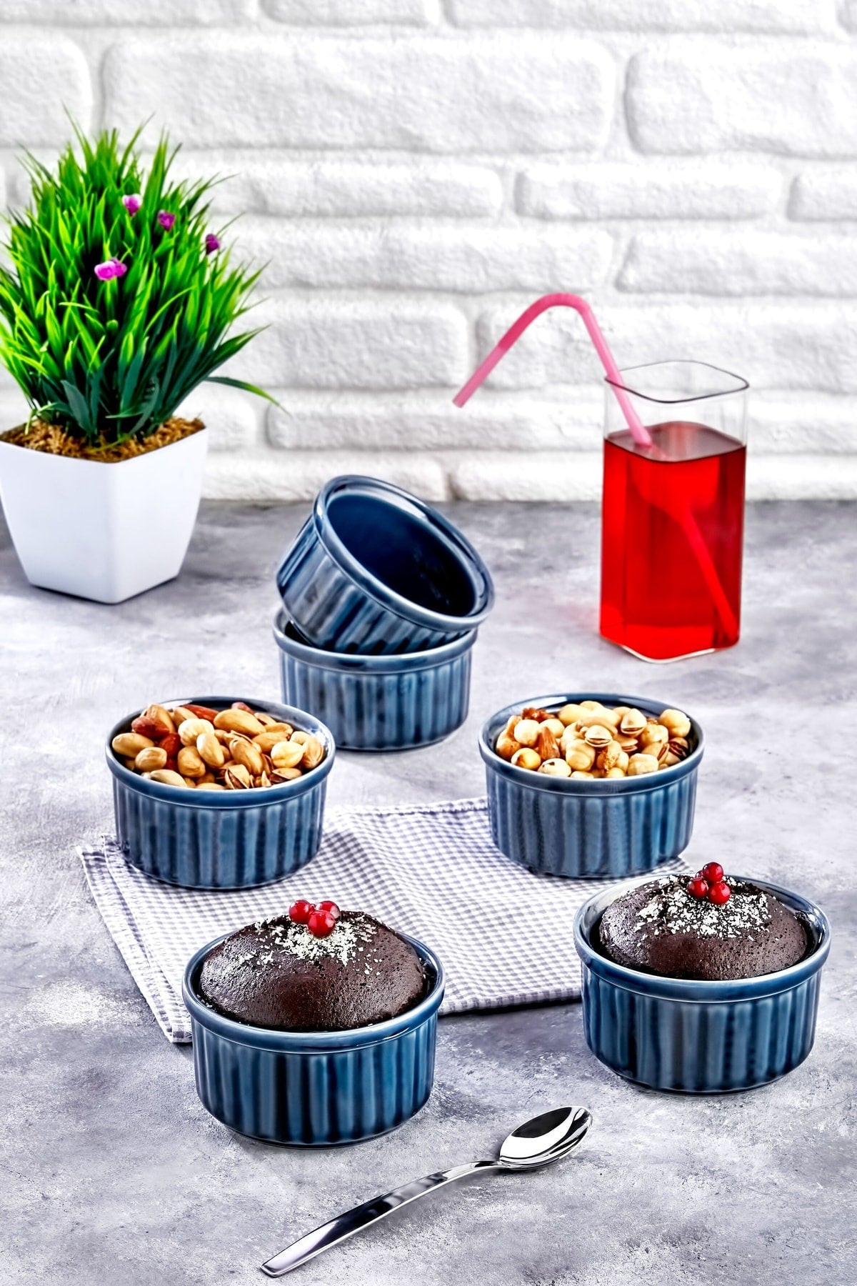 6’lı Porselen Büyük Sufle Kabı - Sunum Kasesi - Air Fryer Kabı