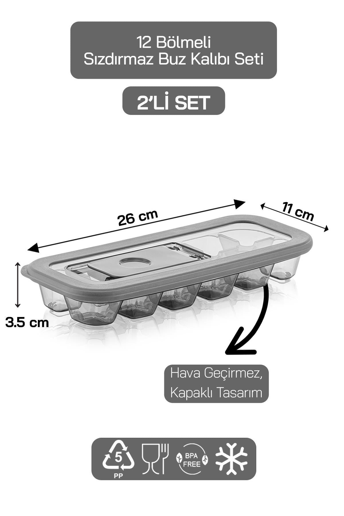 Yeni Sızdırmaz Kapaklı Buzluk 2 Adet - Antrasit