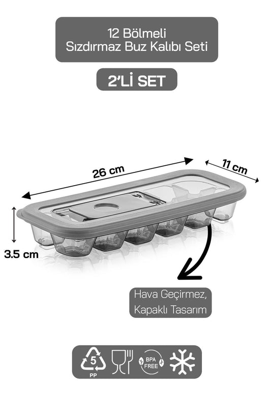 Yeni Sızdırmaz Kapaklı Buzluk 2 Adet - Antrasit