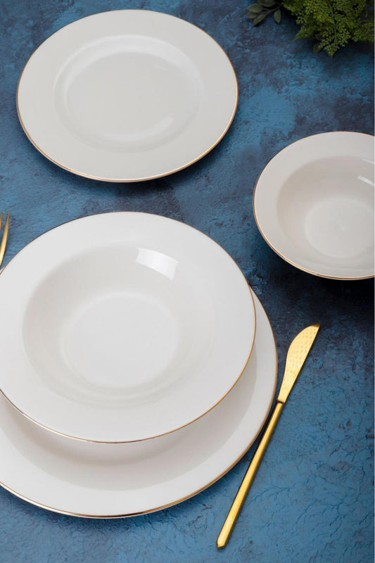 Altın Yaldız 24 Parça 6 Kişilik Bone China Porselen Yemek Takımı