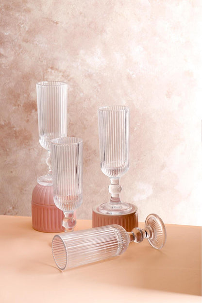Aster 4 Adet Uzun Cam Kadeh – Kahve Yanı Bardak 160 ml