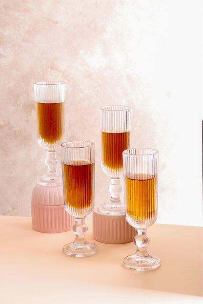 Aster 4 Adet Uzun Cam Kadeh – Kahve Yanı Bardak 160 ml