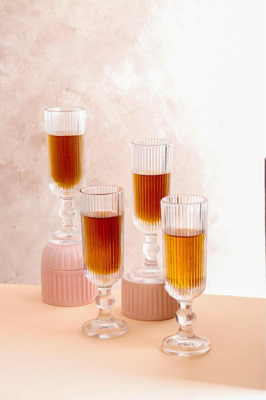 Aster 4 Adet Uzun Cam Kadeh – Kahve Yanı Bardak 160 ml