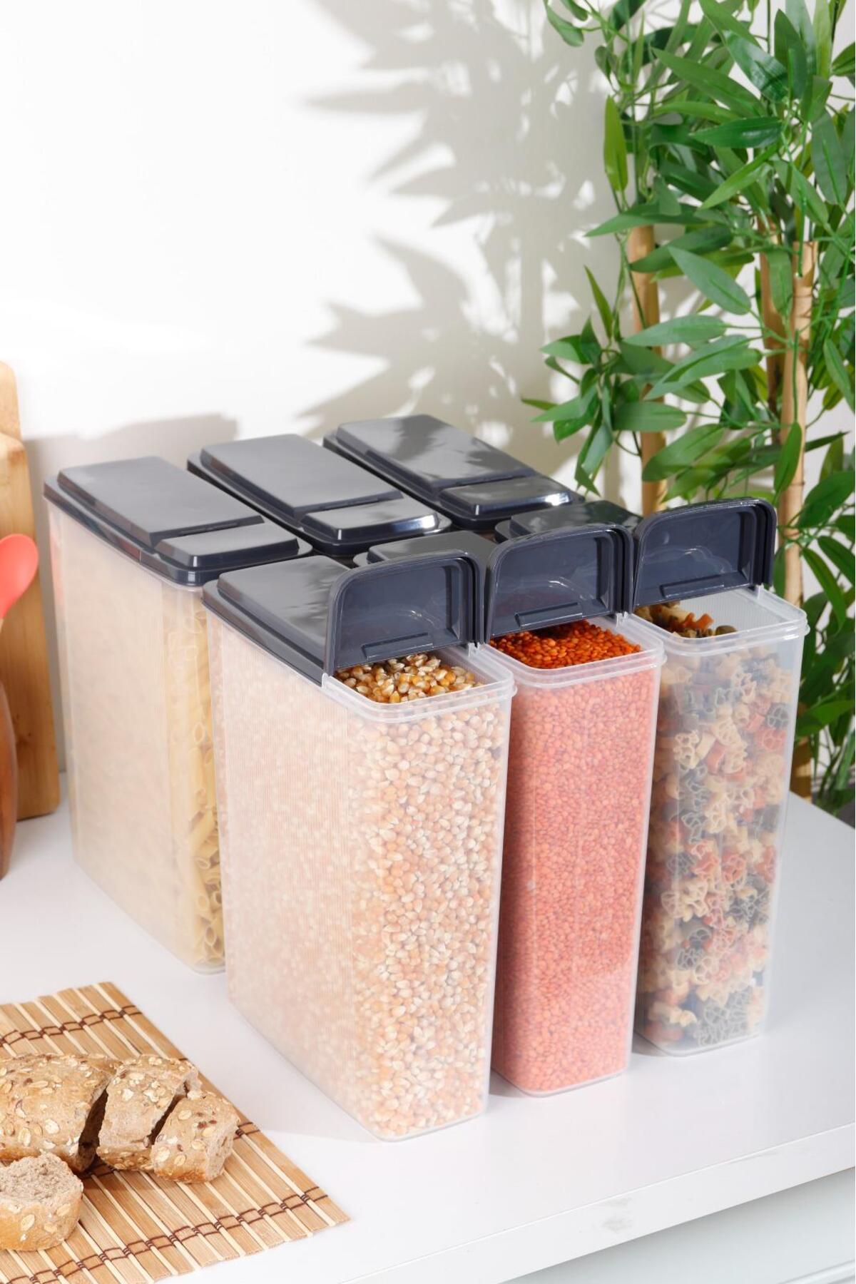 Şeffaf 12'li Set 4 Lt Çift Kapaklı Ölçülü Erzak Saklama Kabı (12X4000ML)
