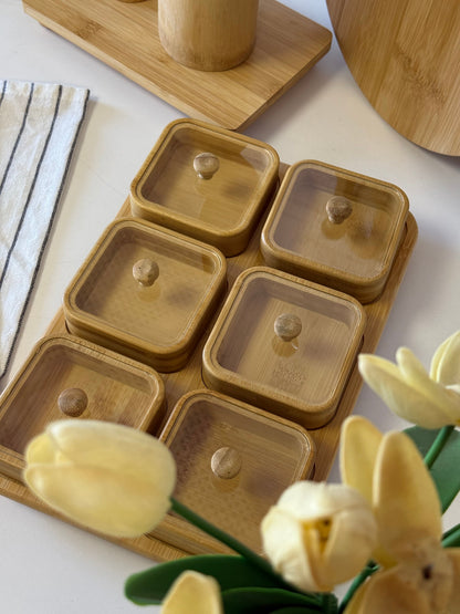 Boho Bambu Standlı Kare Kavaltılık KOD:30450