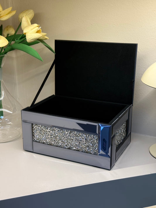 Diamond Aynalı Kristal Detaylı Takı Kutusu Füme KOD:2071