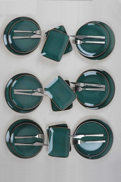 Porselen 18 Parça Kahvaltı Ve Ikram Takımı - Yeşil