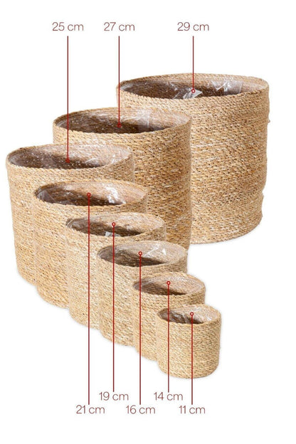 8'li Handmade Hasır Saksı Sepet Organizer Set