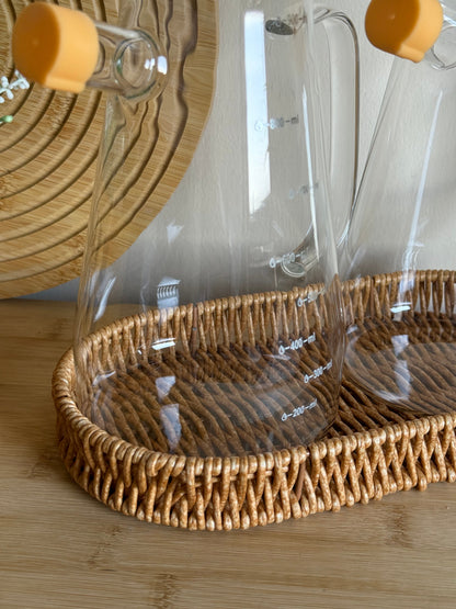 Vadi Oval Rattan Standlı İkili Yağdanlık Seti 900 ml KOD: