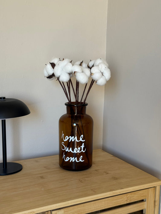 Home Sweet Amber Cam Vazo 10 lu Pamuk Demeti Hediye KOD:1076-6222