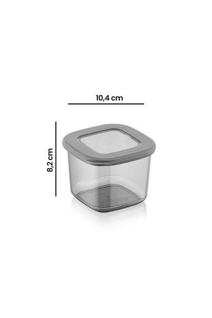 12'li Vakumlu Silikon Kapaklı Kare Baharat Saklama Kabı Seti - 12x(0.65 LİTRE) Antra