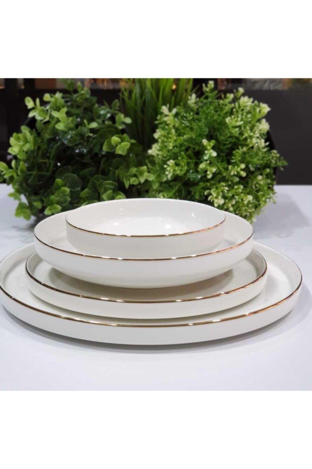 Modern Gold 24 Parça 6 Kişilik Yemek Takımı Seti