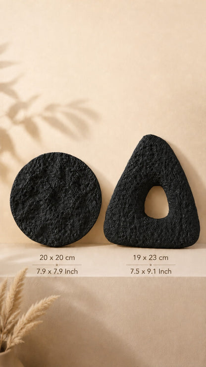 Modern Soyut Duvar Dekoru – Wabi Sabi Minimal Tasarım, Siyah Dekoratif Duvar Objesi, 2’li Set-Truzzo Antrasit