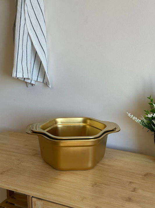 Garden Altıgen İki Boy Karaştırma Kase 22 cm, 20 cm, Gold KOD:9874-75