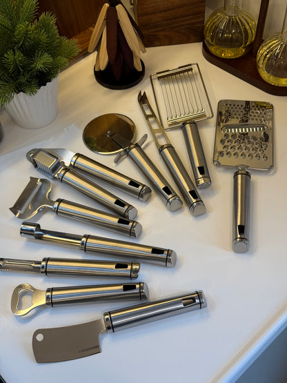 Melly Metal Saplı 10 Parça Mutfak Seti