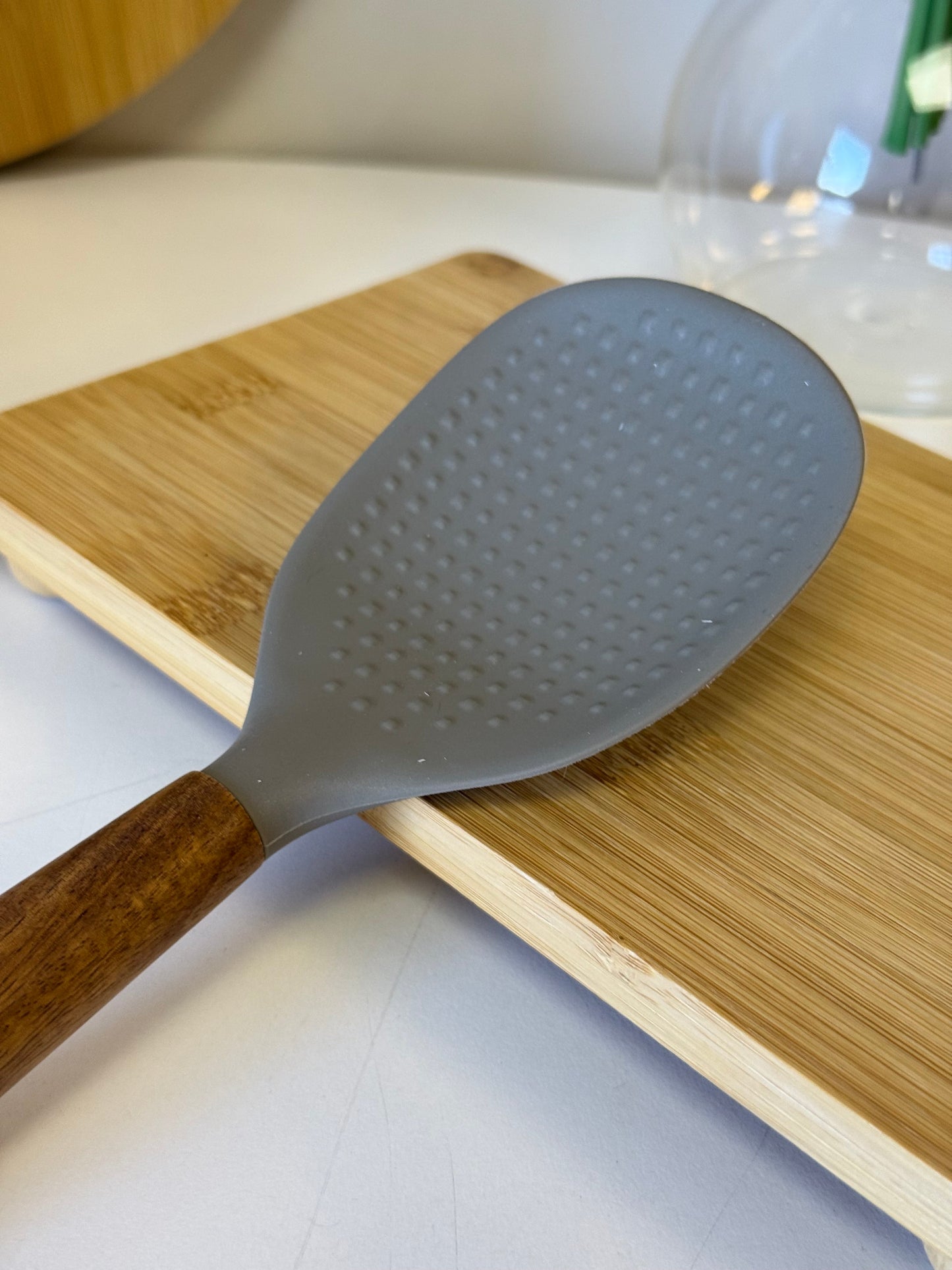 Cook Akasya Ağacı Tutmalı Silikon Pirinç Kaşığı Bej KOD:10957