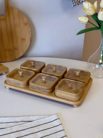 Boho Bambu Standlı Kare Kavaltılık KOD:30450